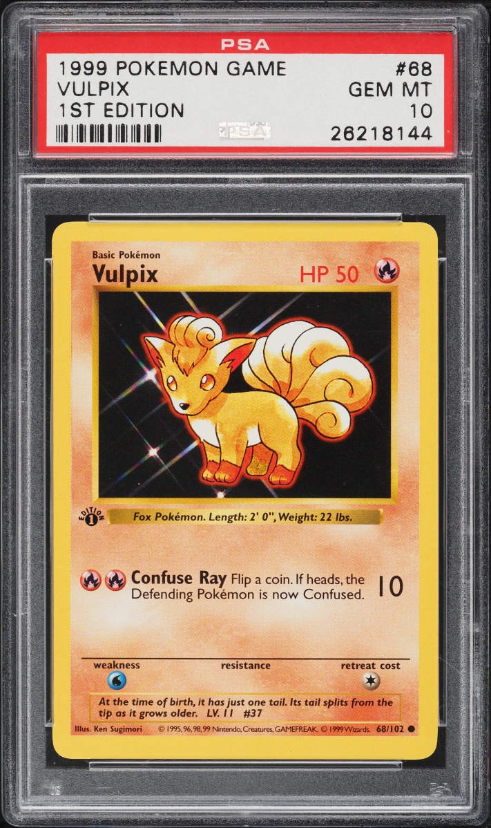 1999 Pokemon Base Set Shadowless 1st Edition Vulpix #68 PSA 10 GEM MINT