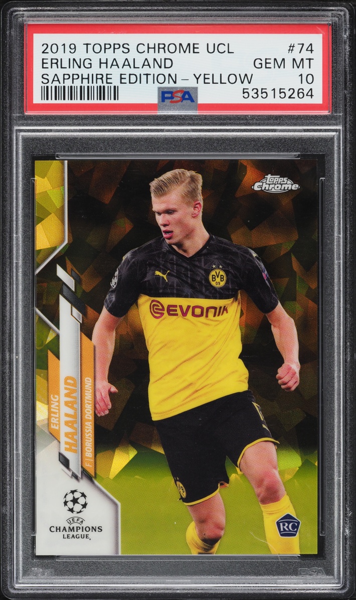 2019 Topps Chrome UEFA CL Sapphire Yellow Erling Haaland ROOKIE