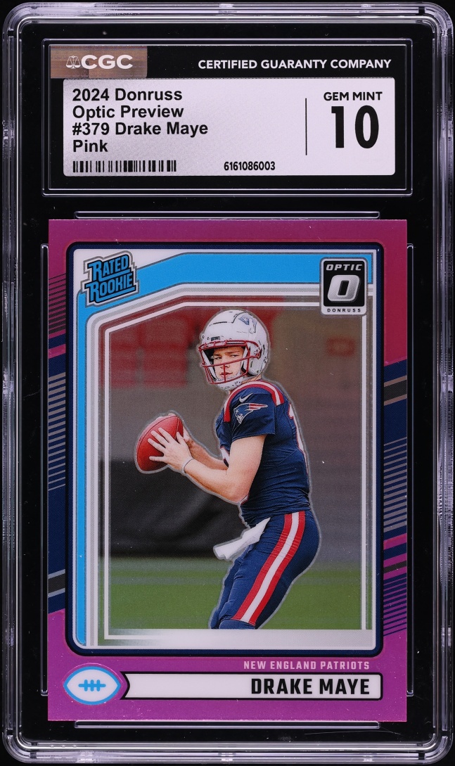 2024 Donruss Optic Preview Pink Drake Maye ROOKIE #379 CGC 10 GEM MINT