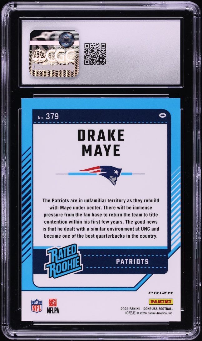 2024 Donruss Optic Preview Pink Drake Maye ROOKIE #379 CGC 10 GEM MINT