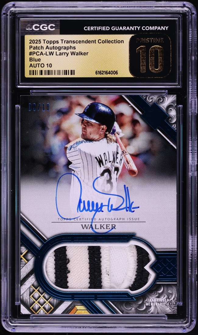 2025 Topps Transcendent Collection Blue Larry Walker PATCH AUTO /10 #PCA-LW CGC 10 PRISTINE