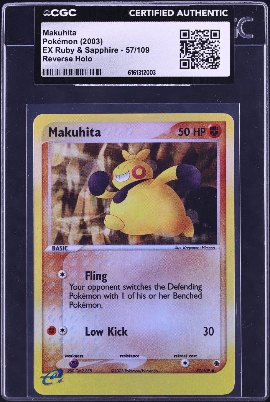 2003 Pokemon EX Ruby & Sapphire Reverse Holo Makuhita #57 CGC AUTH on ...