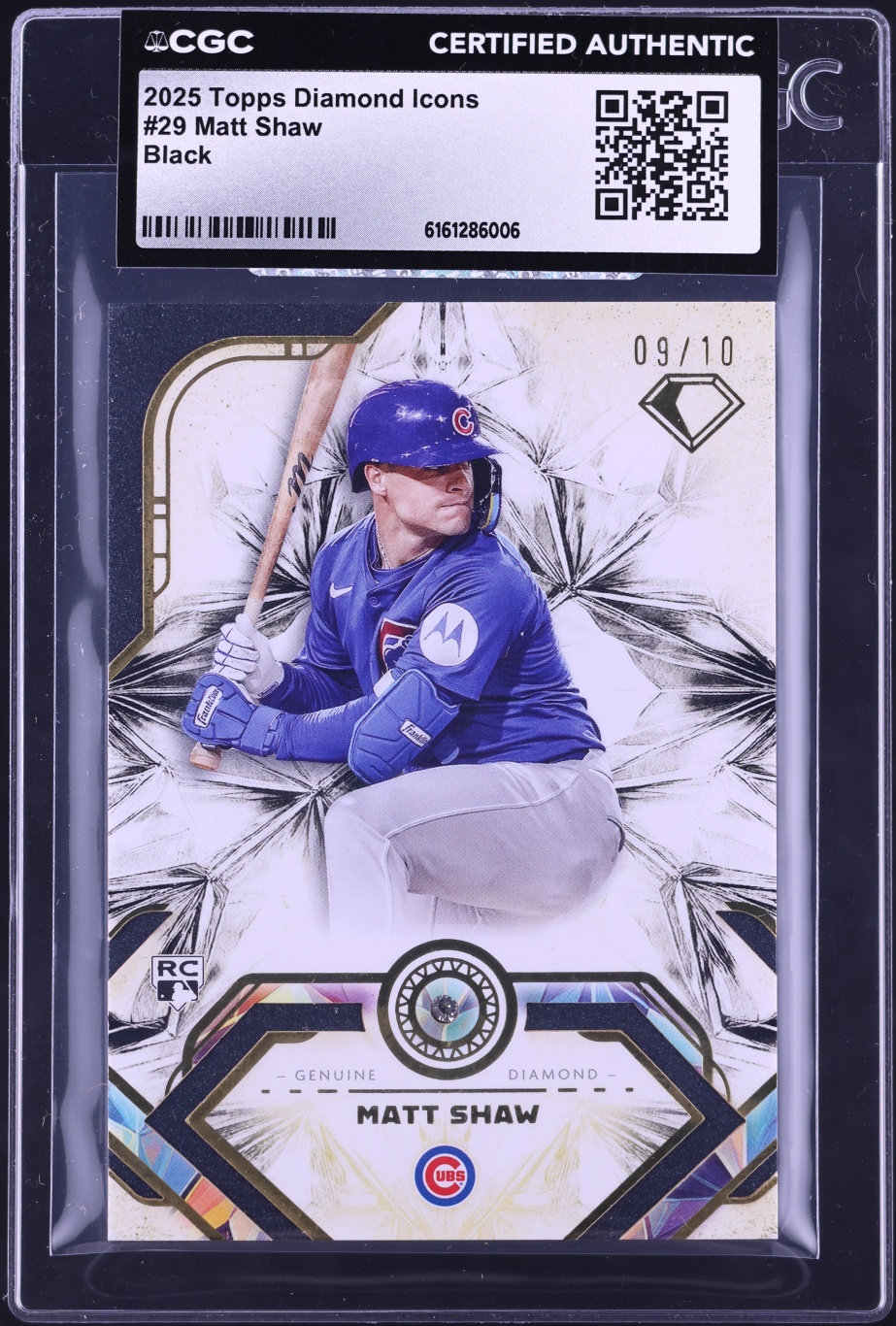 2025 Topps Diamond Icons Black Matt Shaw ROOKIE /10 #29 CGC AUTH