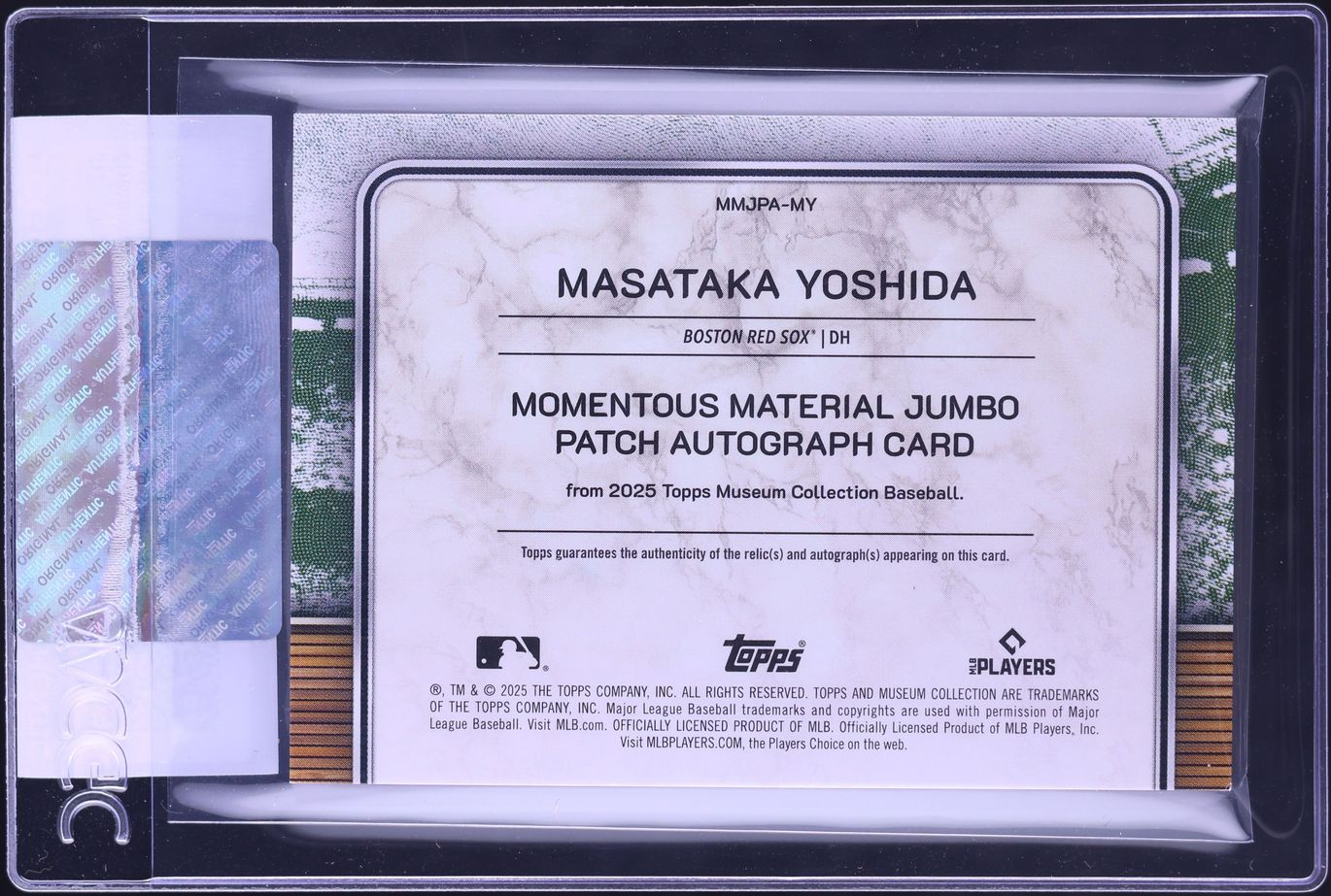 2025 Topps Museum Collection Momentous Jumbo Ruby Masataka Yoshida PATCH AUTO /5 CGC AUTH