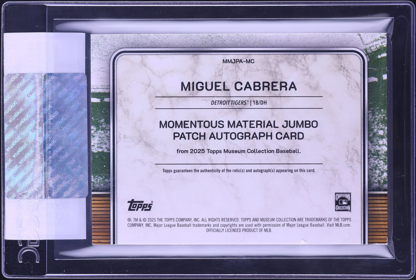2025 Topps Museum Coll. Momentous Material Jumbo Gold Miguel Cabrera PATCH AUTO /15 CGC AUTH