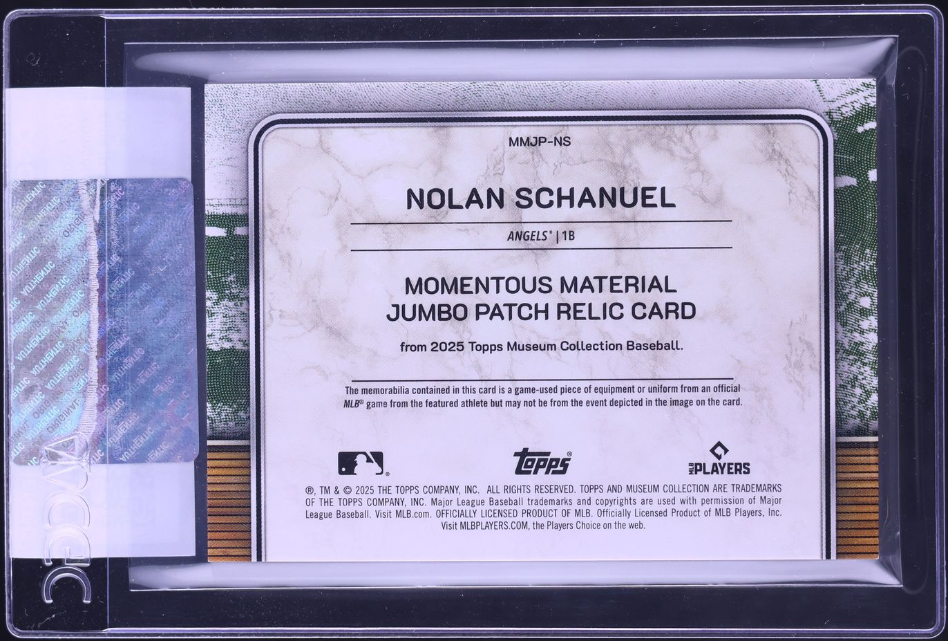 2025 Topps Museum Coll Momentous Material Jumbo Gold Nolan Schanuel PATCH /10 #MMJP-NS CGC AUTH