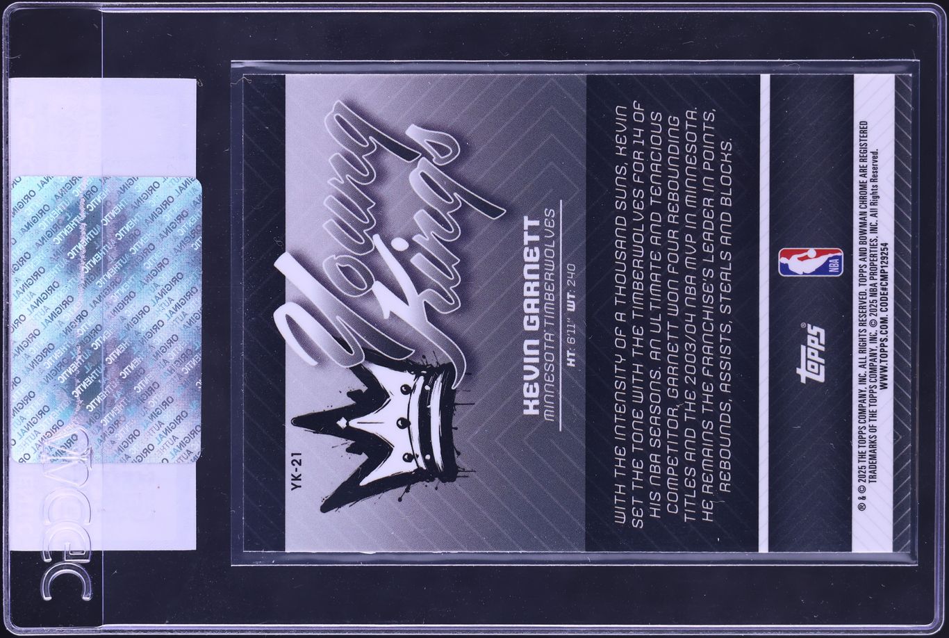 2025 Bowman Chrome Young Kings Kevin Garnett #YK-21 CGC AUTH