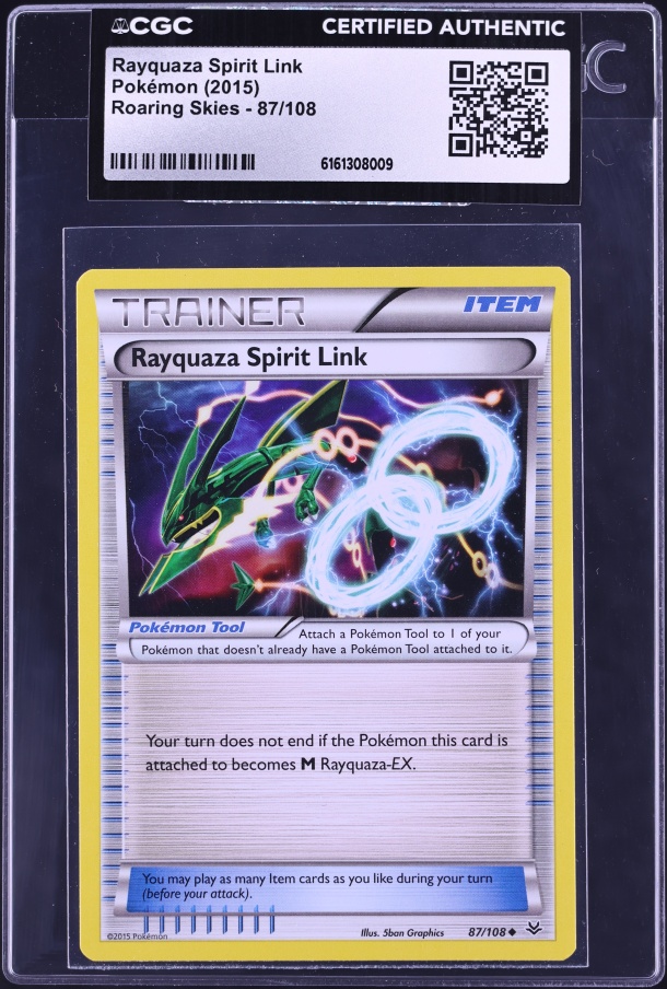 2015 Pokemon XY Roaring Skies Rayquaza Spirit Link #87 CGC AUTH