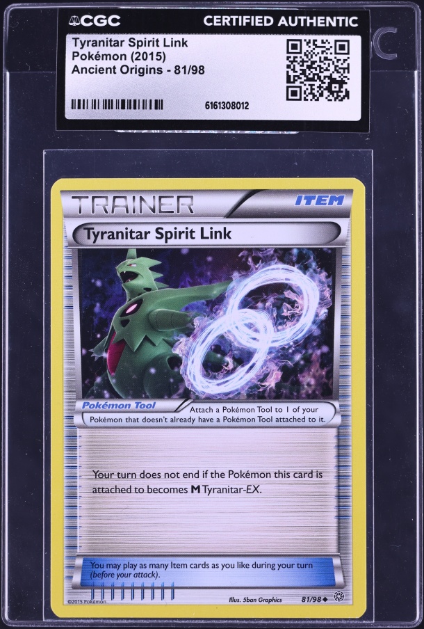 2015 Pokemon XY Ancient Origins Tyranitar Spirit Link #81 CGC AUTH