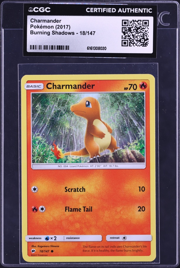 2017 Pokemon Sun & Moon Burning Shadows Charmander #18 CGC AUTH
