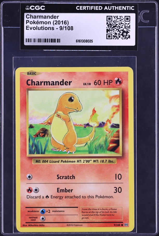 charmander pokemon card 2016 value 2016 Pokemon Japanese XY 20th Anniversary 1st Edition Charmander #9 CGC 10  GEM MINT on Fanatics Collect