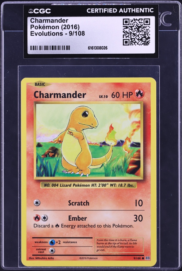 charmander pokemon card value 2016 Evolutions #9 PSA 9 Vintage charmander pokemon card 60