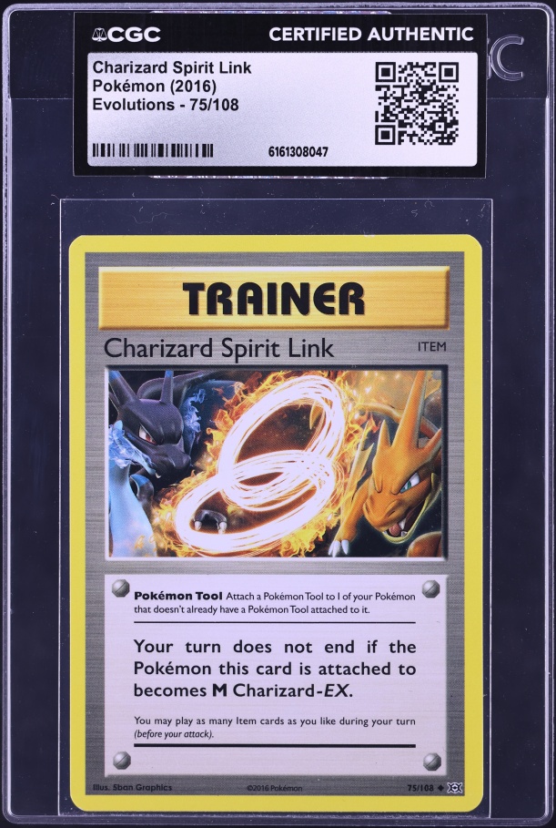 2016 Pokemon XY Evolutions Charizard Spirit Link #75 CGC AUTH