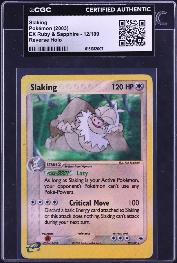2003 Pokemon EX Ruby & Sapphire Reverse Holo Slaking #12 CGC AUTH