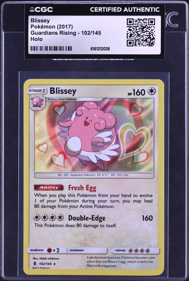 2017 Pokemon Sun & Moon Guardians Rising Holo Blissey #102 CGC AUTH