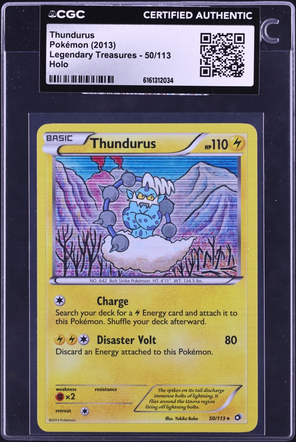 2013 Pokemon Black & White Legendary Treasures Holo Thundurus #50 CGC AUTH