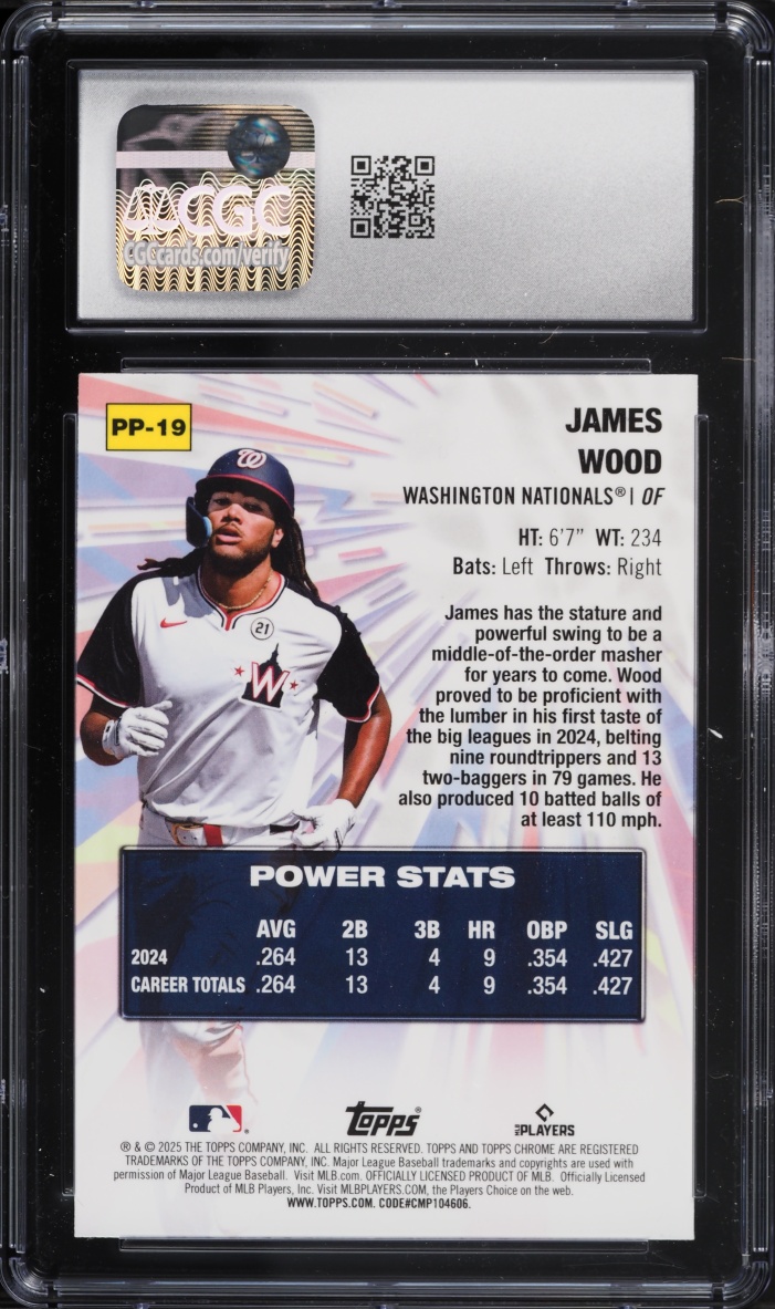 2025 Topps Chrome Power Players James Wood ROOKIE #PP-19 CGC 10 GEM MINT