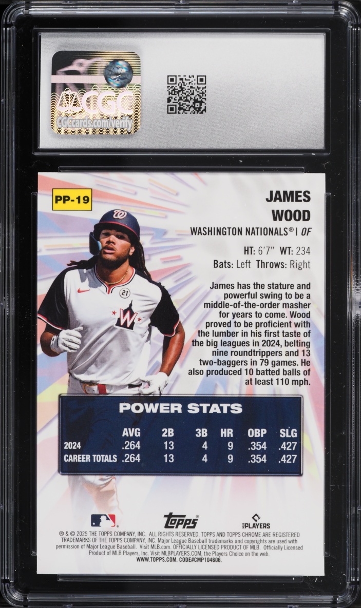 2025 Topps Chrome Power Players James Wood ROOKIE #PP-19 CGC 10 GEM MINT