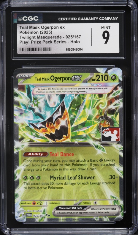 2025 Pokemon SV Twilight Masquerade Play! Prize Holo Teal Mask Ogerpon ex #25 CGC 9 MINT