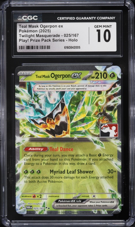 2025 Pokemon SV Twilight Masquerade Play! Prize Holo Teal Mask Ogerpon ex #25 CGC 10 GEM MINT