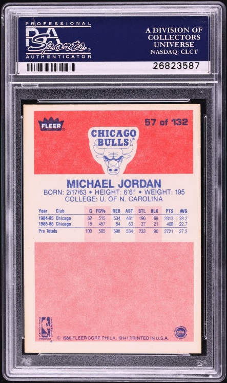 1986 Fleer Basketball Michael Jordan #57 PSA 7 NRMT