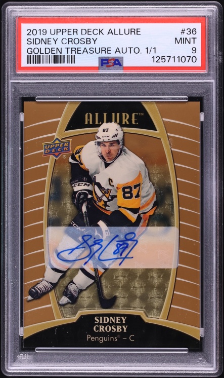 2019 Upper Deck Allure Golden Treasure Sidney Crosby AUTO 1/1 #36 PSA 9 MINT