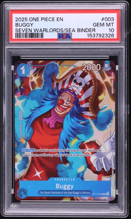 2025 One Piece Seven Warlords Of The Sea Binder Set Buggy #ST17-003 PSA 10 GEM MINT
