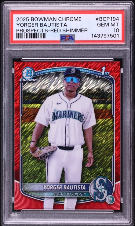 2025 Bowman Chrome Red Shimmer Yorger Bautista PROSPECT 5/5 #BCP-194 PSA 10 GEM MINT