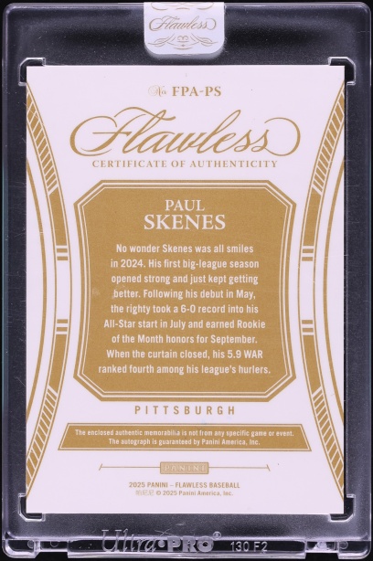2025 Panini Flawless Sapphire Paul Skenes PATCH AUTO /15 #FPA-PS