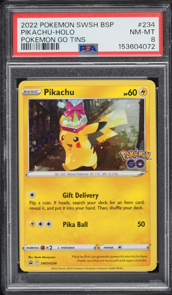 2022 Pokemon Sword & Shield Promo GO Tins Holo Pikachu #SWSH234 PSA 8 NM-MT