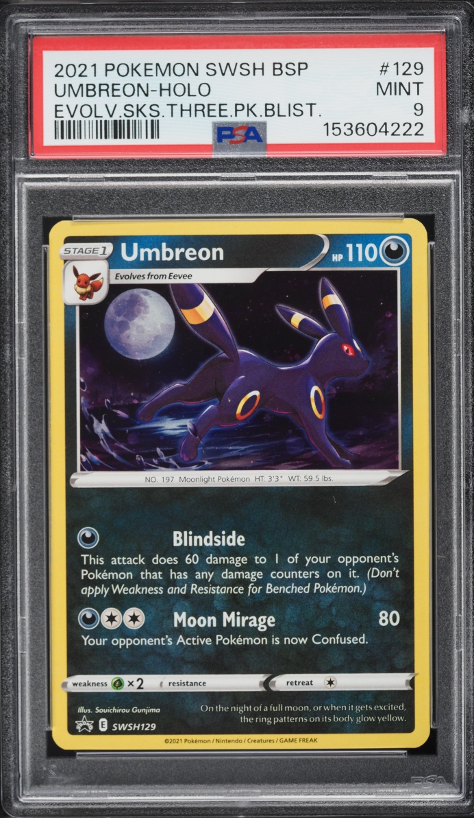 2021 Pokemon Sword & Shield Promo Evolving Skies Holo Umbreon #SWSH129 PSA 9 MINT
