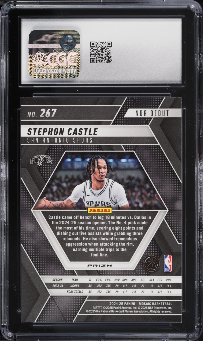 2024 Panini Mosaic Reactive Yellow Prizm Stephon Castle ROOKIE #267 CGC 9.5 MINT+