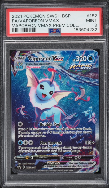 2021 Pokemon Japanese SWSH VMAX Climax Full Art Vaporeon #189 PSA