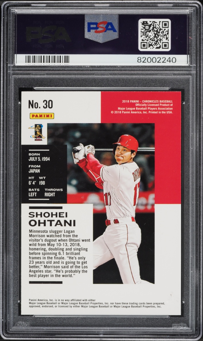 2018 Panini Chronicles Shohei Ohtani ROOKIE #30 PSA 10 GEM MINT