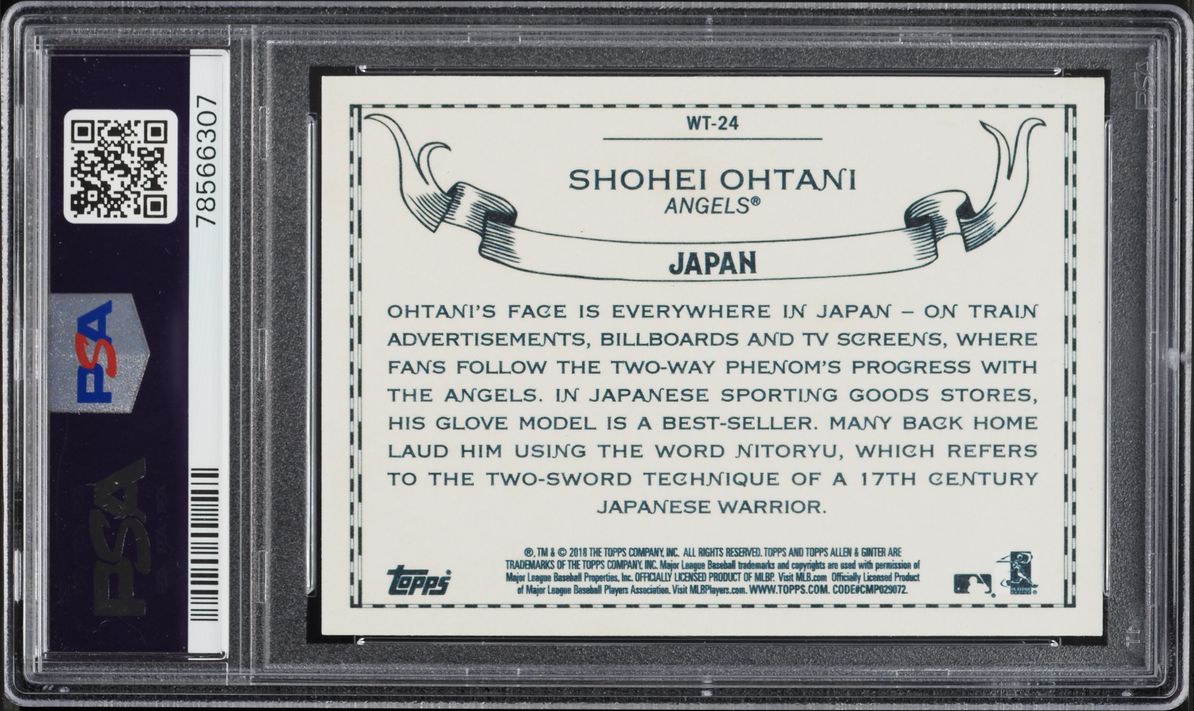 2018 Topps Allen & Ginter World Talent Shohei Ohtani ROOKIE #WT-24 PSA 10 GEM MINT