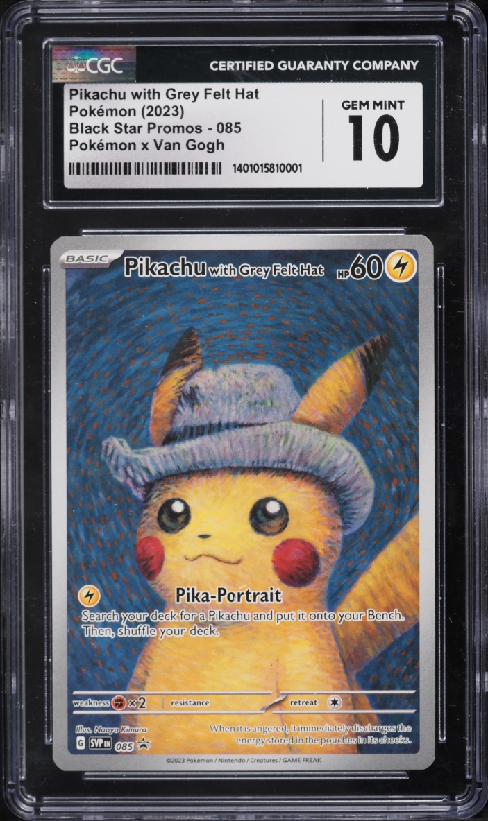 2023 Pokemon Scarlet & Violet Promo Van Gogh Full Art Pikachu With Grey Felt Hat #85 CGC 10
