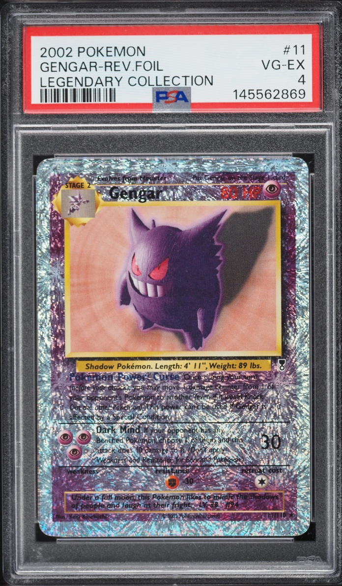2002 Pokemon Legendary Collection Reverse Holo Gengar #11 PSA 4 VGEX