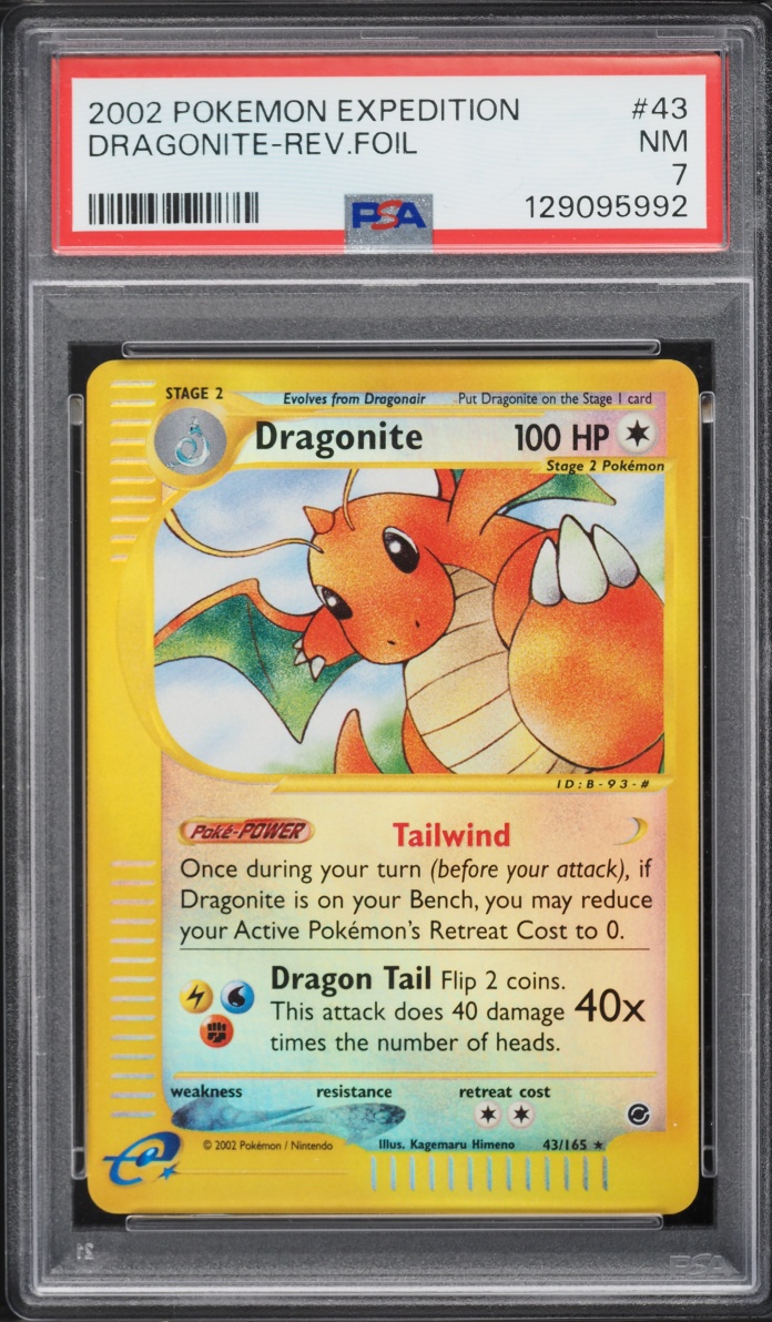 2002 Pokemon Expedition Reverse Holo Dragonite #43 PSA 7 NRMT