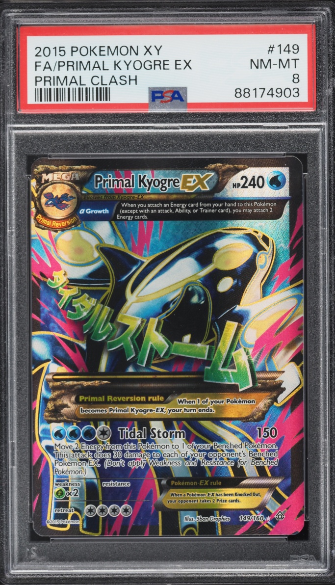 2015 Pokemon XY Primal Clash Full Art Primal Kyogre EX #149 PSA 8 NM-MT