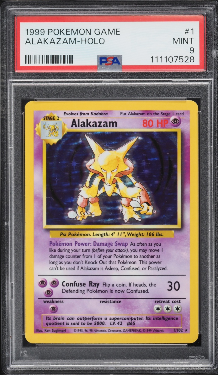 1999 Pokemon Base Set Holo Alakazam #1 PSA 9 MINT