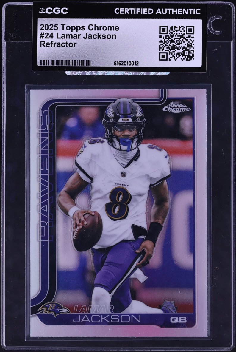 2025 Topps Chrome Refractor Lamar Jackson #24 CGC AUTH