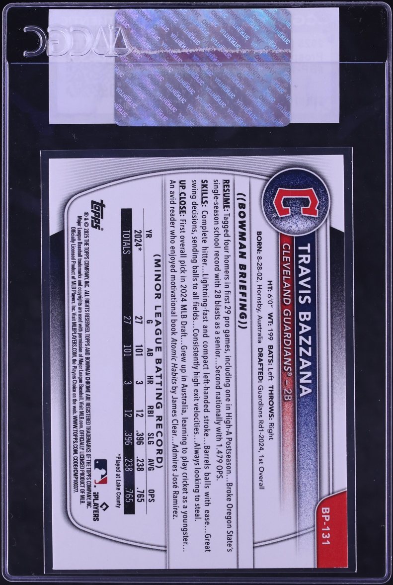 2025 Bowman Prospects Travis Bazzana PROSPECT #BP-131 CGC AUTH