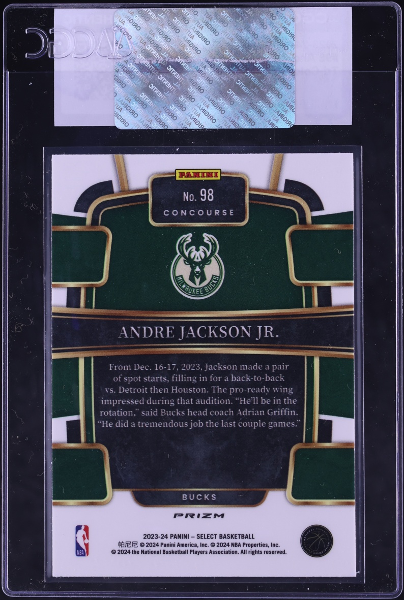 2023 Select Concourse Tri-Color Andre Jackson Jr. ROOKIE #98 CGC AUTH