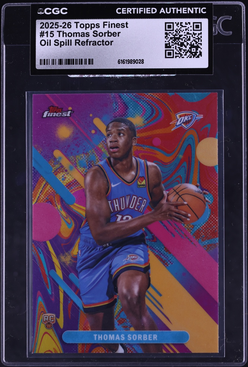 2025 Finest Oil Spill Refractor Thomas Sorber ROOKIE #15 CGC AUTH