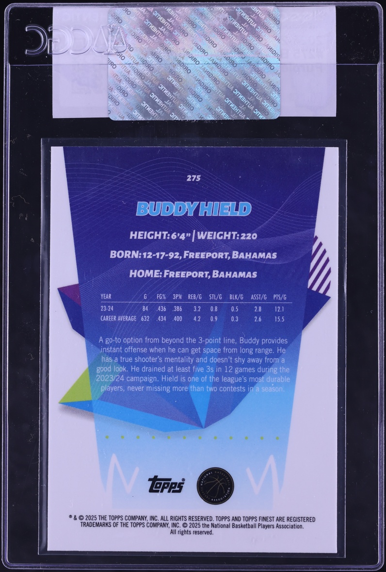 2024 Purple Refractor Buddy Hield /125 #275 CGC AUTH