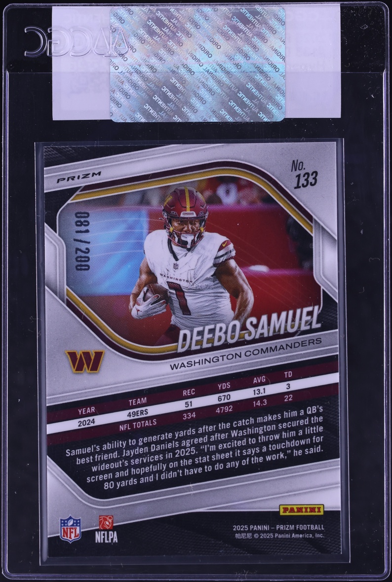2025 Panini Prizm Hyper Deebo Samuel /200 #133 CGC AUTH