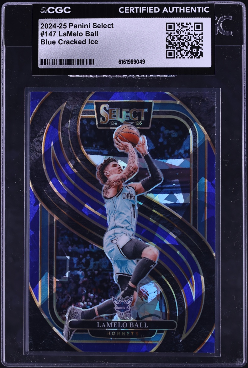 2024 Select Premier Level Blue Cracked Ice LaMelo Ball #147 CGC AUTH