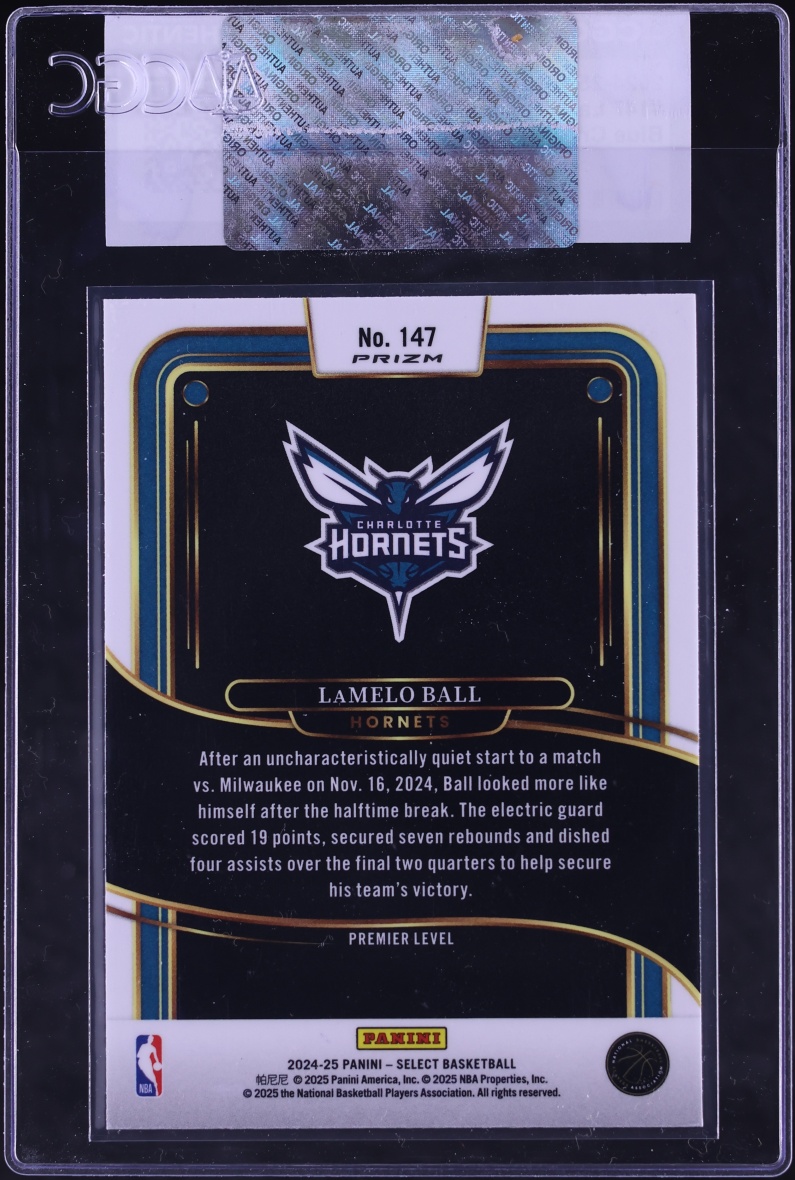 2024 Select Premier Level Blue Cracked Ice LaMelo Ball #147 CGC AUTH
