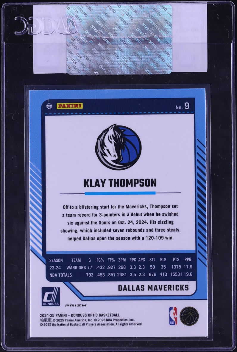 2024 Donruss Optic Hyper Pink Klay Thompson #9 CGC AUTH