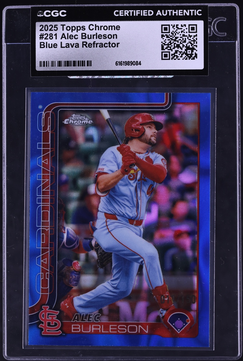 2025 Topps Chrome Blue Lava Refractor Alec Burleson /150 #281 CGC AUTH